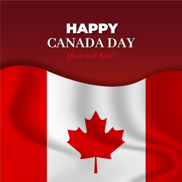 Download Happy canada day with realistic flag | Free Vector