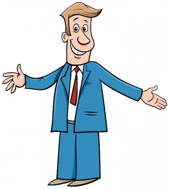 Premium Vector | Happy cartoon businessman with open arms