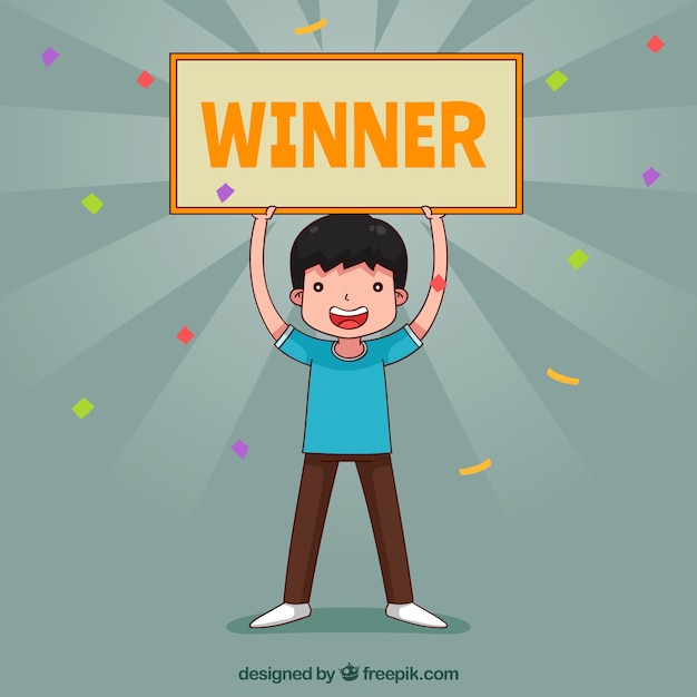 Happy Cartoon Character Winning A Prize Vector Free Download