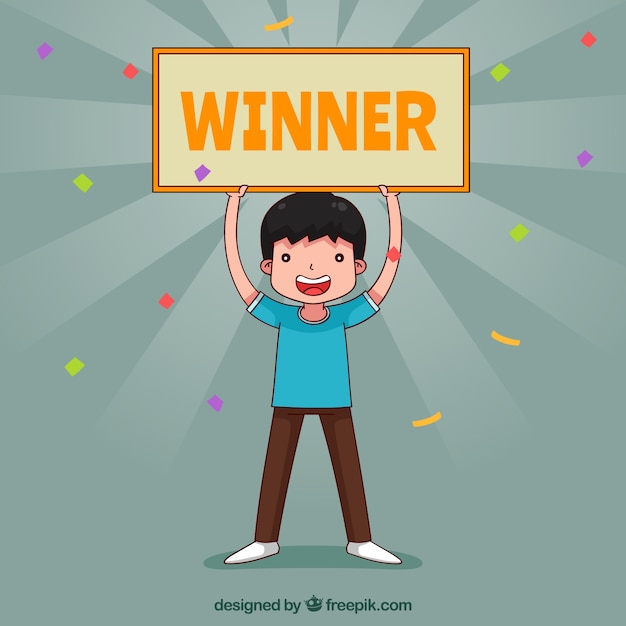 Free Vector | Happy cartoon character winning a prize