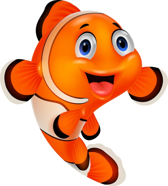 Premium Vector | Happy cartoon clown fish over white background