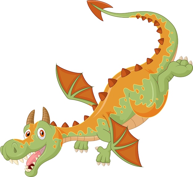 Premium Vector | Happy cartoon dragon flying