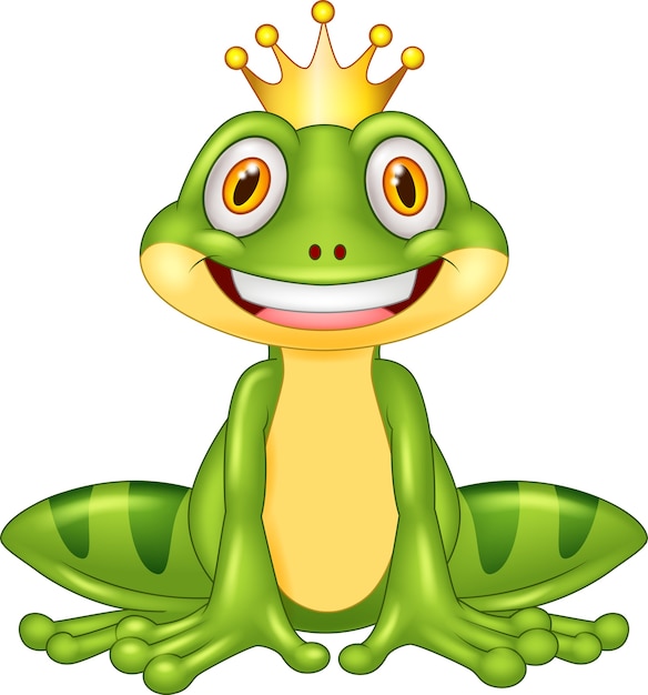 Premium Vector | Happy cartoon king frog