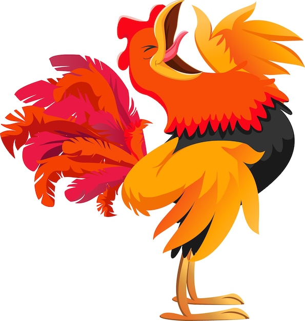 Premium Vector | Happy cartoon rooster crowing