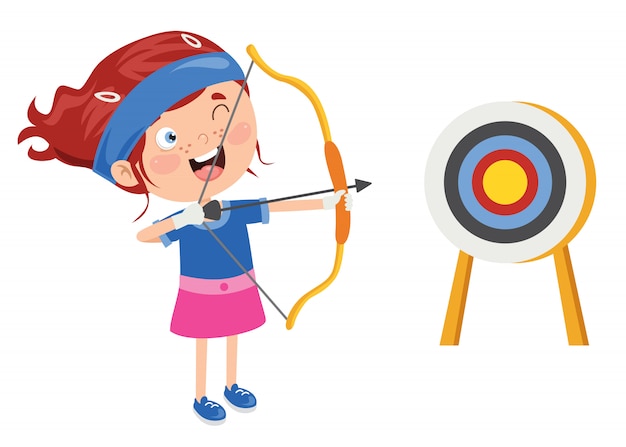 Premium Vector | Happy Character Playing Archery Game