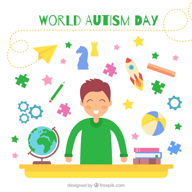 Download Free Vector | Happy child background with autism world day ...