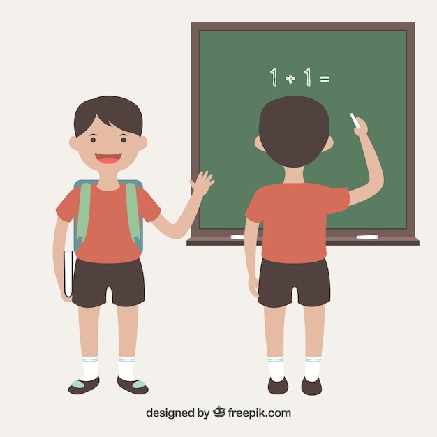 Happy child with blackboard