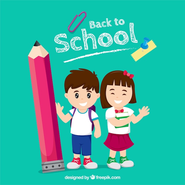 Download Free Vector | Happy children back to school with flat design