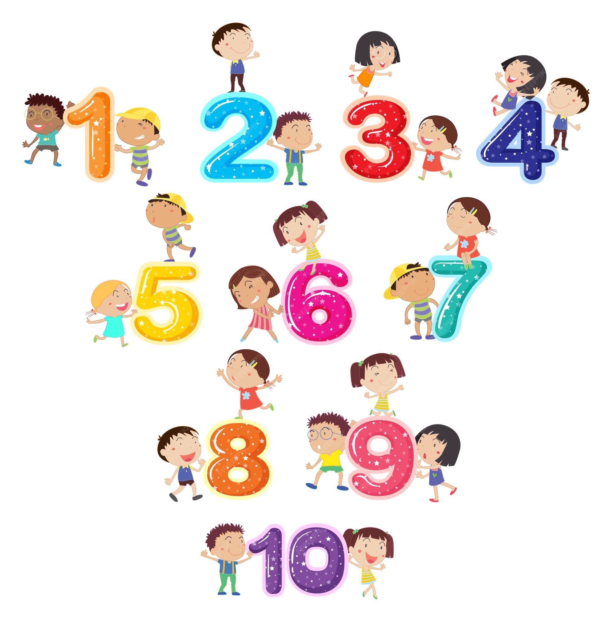 Premium Vector | Happy children and numbers