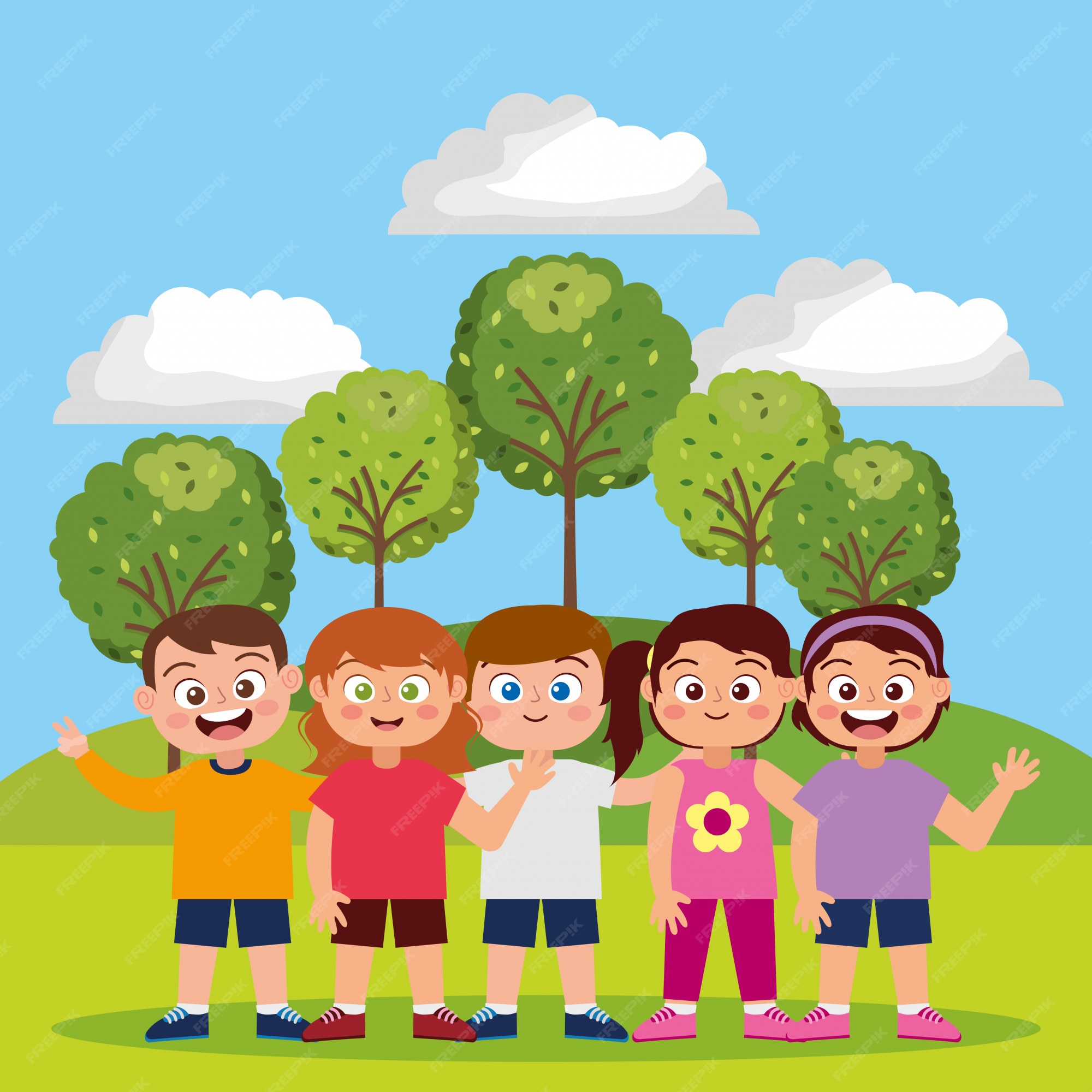 Premium Vector | Happy children in the park