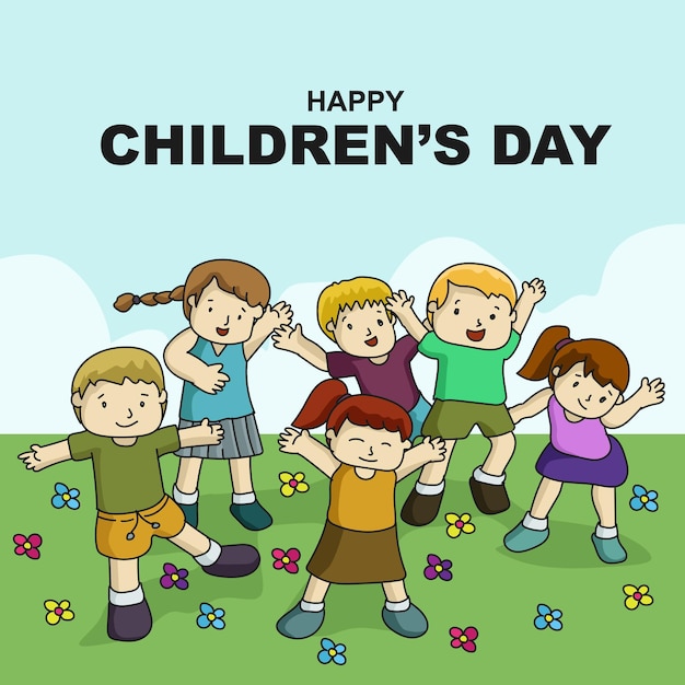 Premium Vector | Happy children's day cartoon background template