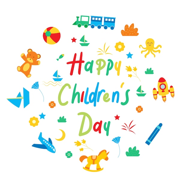 Premium Vector | Happy children's day for children celebration logo