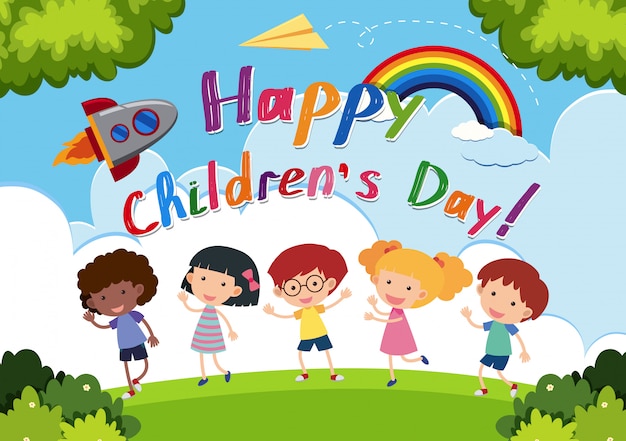 Premium Vector | Happy children's day logo