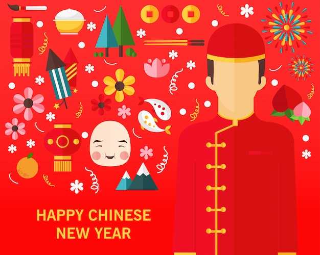 Premium Vector | Happy chineese new year concept background.