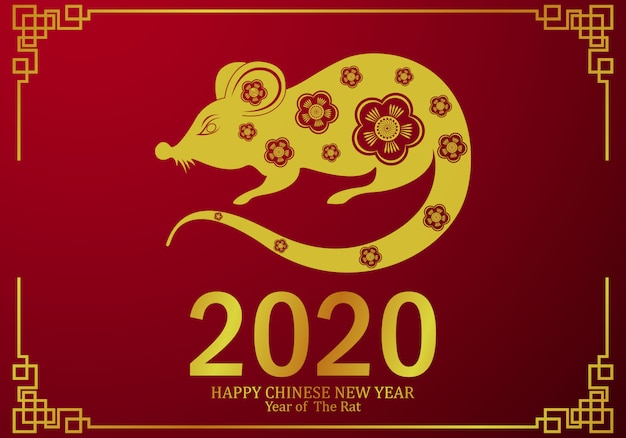 Happy chinese new year 2020 year of the rat Vector ...