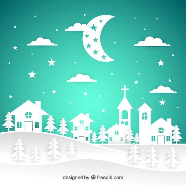 Download Download Vector Christmas Background In Paper Style With A Winter Landscape Vectorpicker PSD Mockup Templates