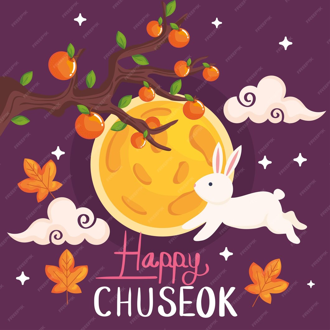 Premium Vector Happy chuseok card with rabbit
