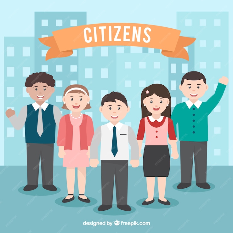 Free Vector Happy citizens with flat design