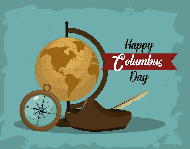 Happy columbus day card Premium Vector