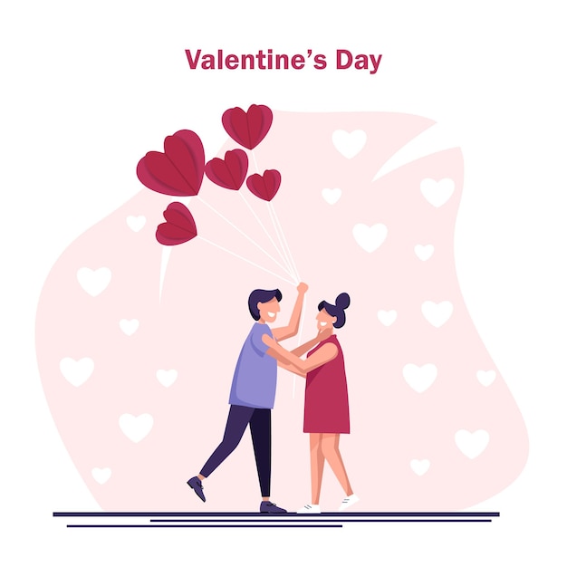 幸せなカップルの恋人のキス バレンタインデーのイラスト プレミアムベクター