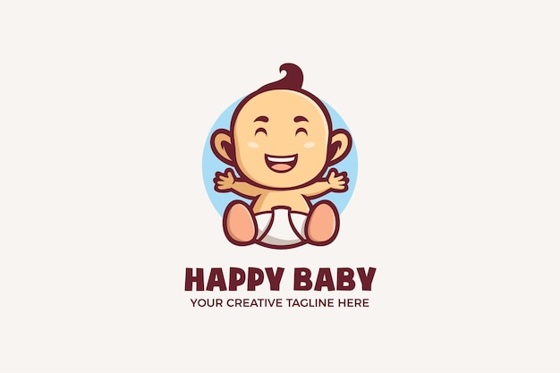 Premium Vector Happy Cute Baby Mascot Character Logo Template