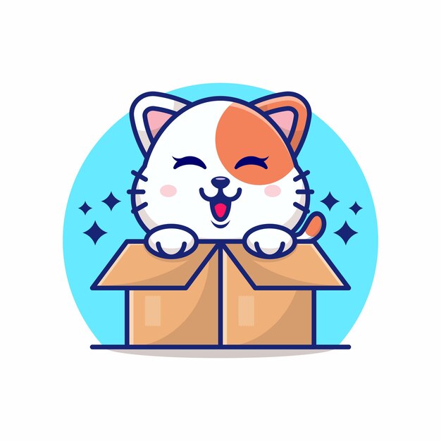 Premium Vector | Happy cute cats in paper box