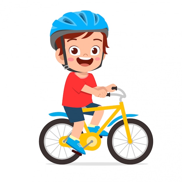 a boy riding a bike