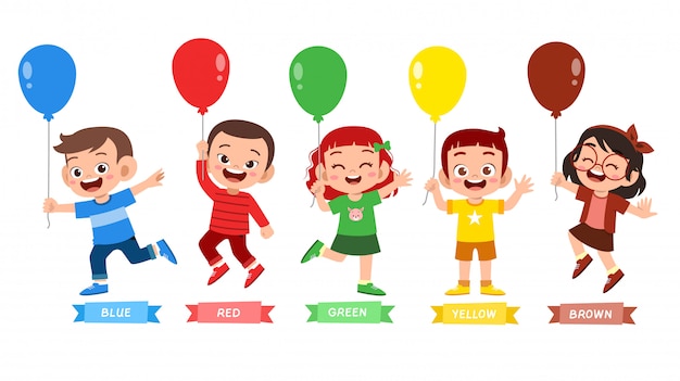 Happy cute kid wear many color design | Premium Vector