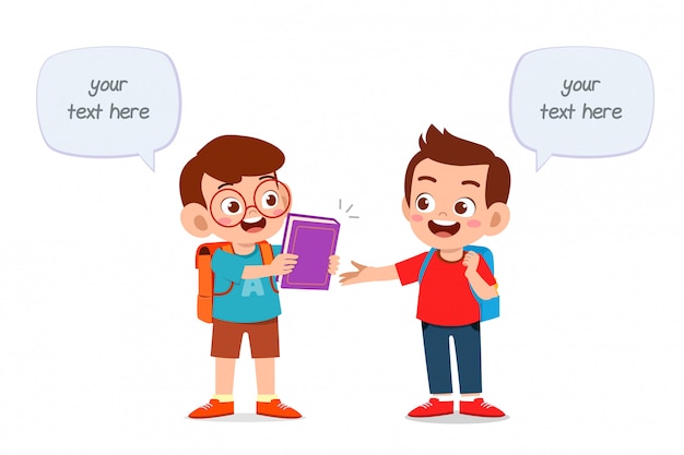 Premium Vector | Happy cute kids studying together