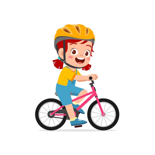 Premium Vector | Happy cute little girl boy riding bicycle