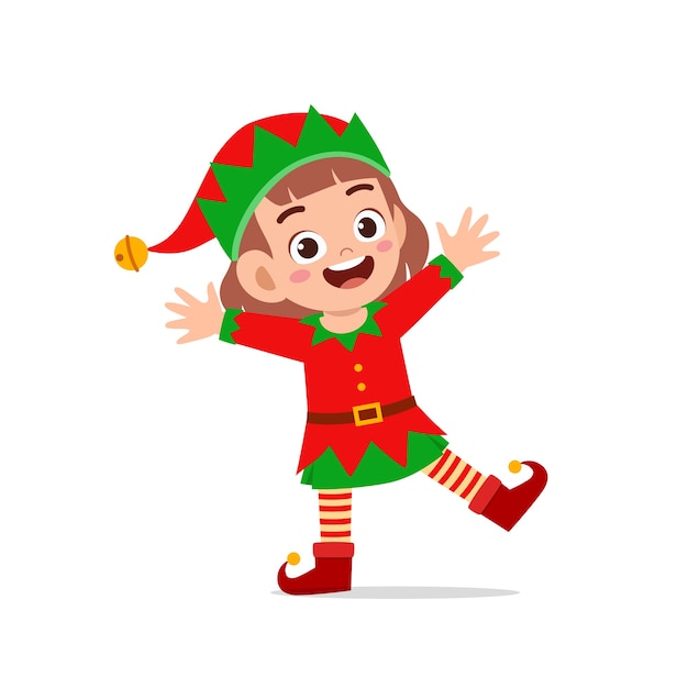 Premium Vector | Happy cute little kid boy and girl wearing green elf ...