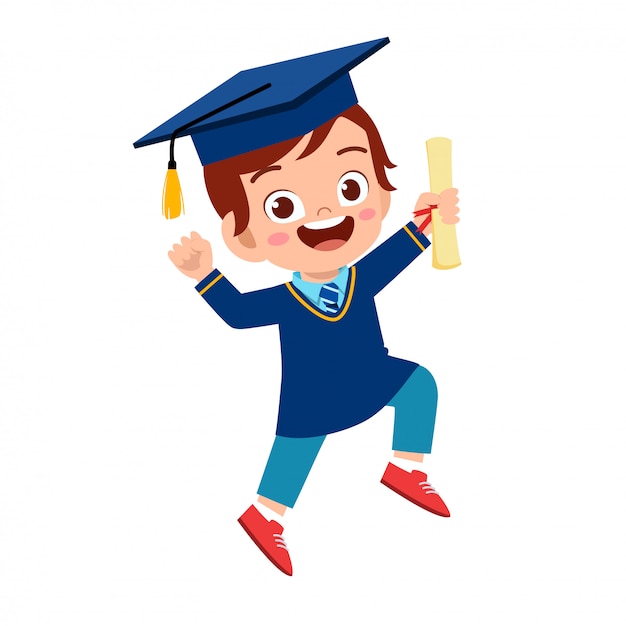 Premium Vector | Happy cute little kid boy graduate from school