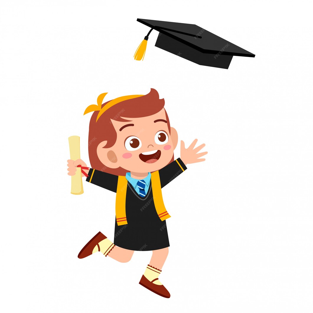 Premium Vector | Happy cute little kid boy graduate from school