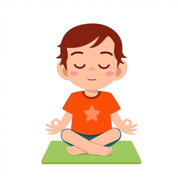 Premium Vector | Happy cute little kid boy practice yoga