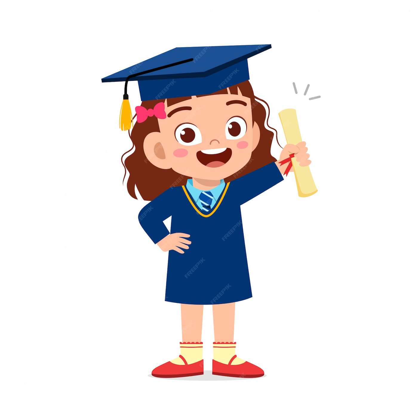 Premium Vector | Happy cute little kid girl graduate from school
