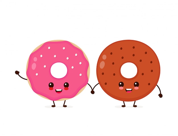 Premium Vector | Happy cute smiling donuts