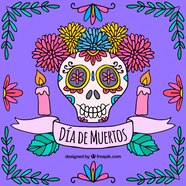 Happy Day Of The Dead Skull With Flowers Vector Free Download