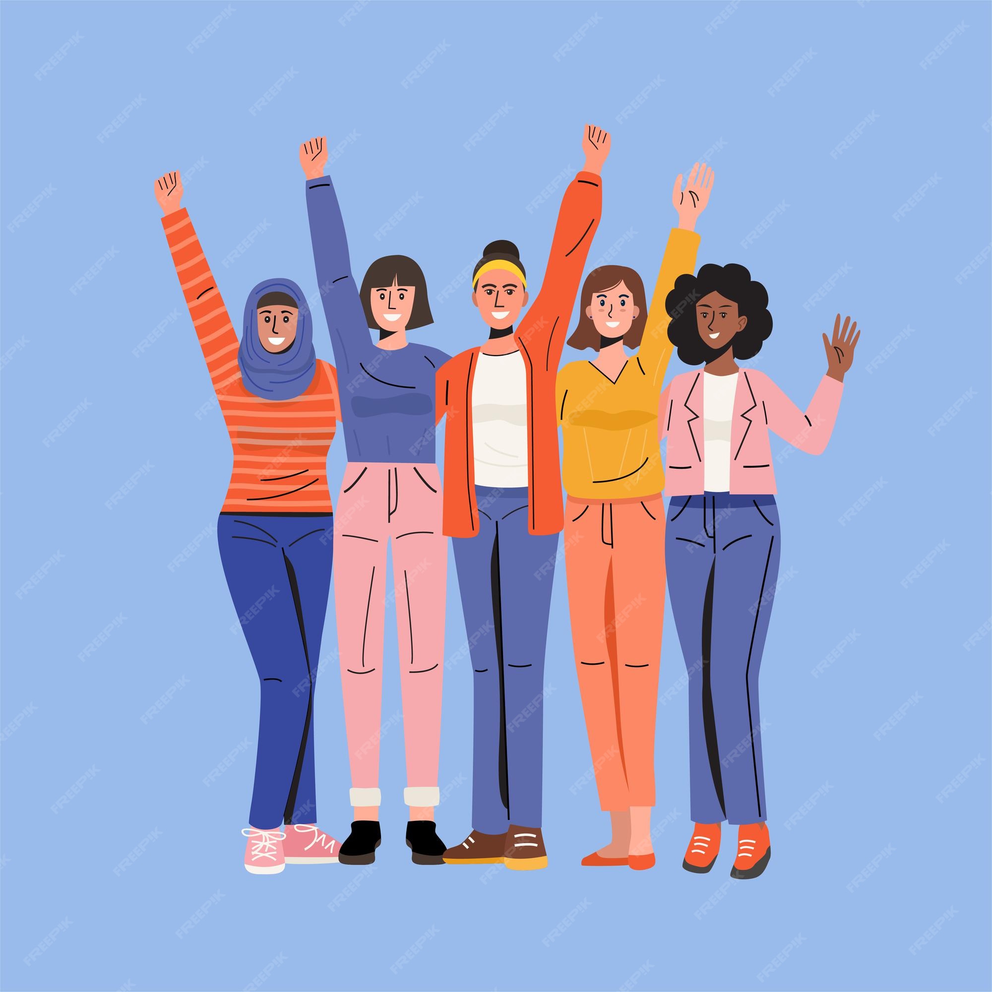 Premium Vector | Happy diverse women standing together. vector