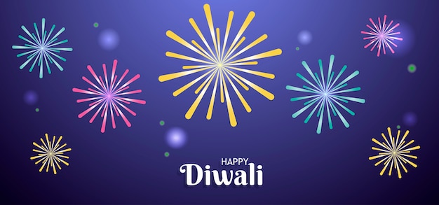 Happy diwali background with fireworks Premium Vector