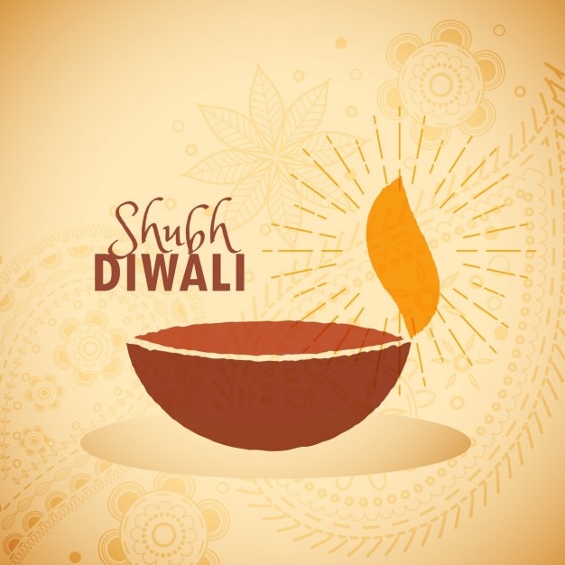 Happy diwali background with hand-drawn\
candle