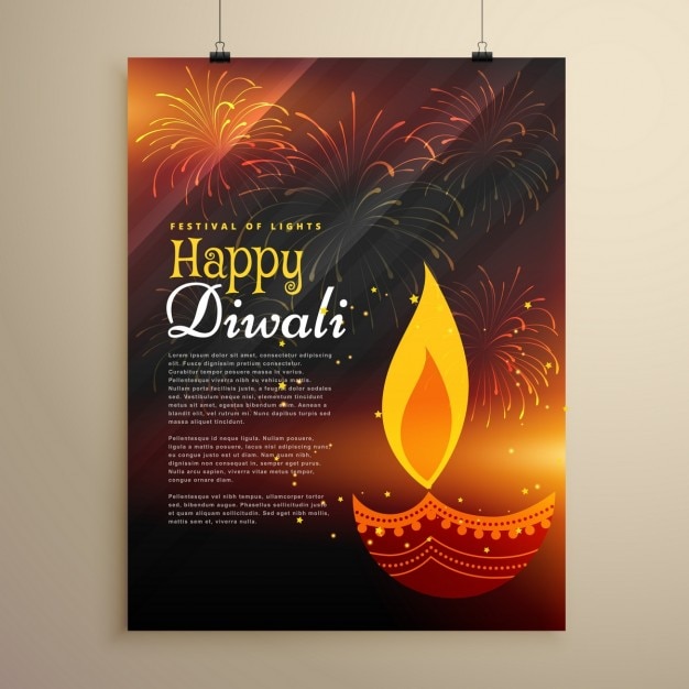Happy diwali brochure with a candle