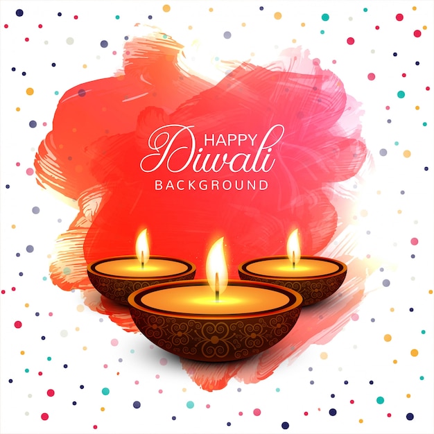 Happy diwali diya oil lamp festival colorful card ...