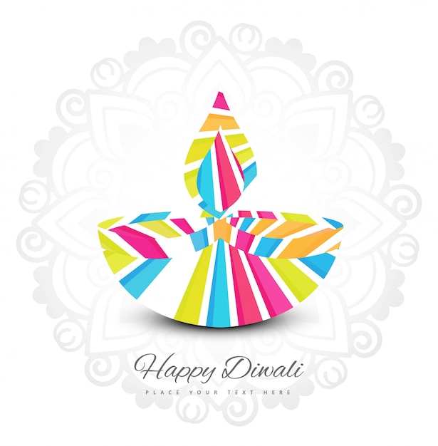 Happy diwali diya oil lamp festival colorful\
card background
