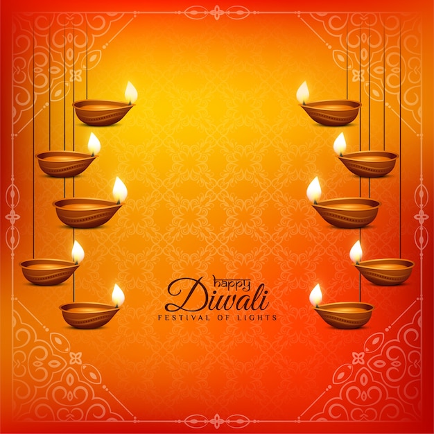 Free Vector | Happy diwali festival beautiful hanging diya background