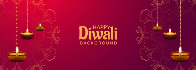 Free Vector | Happy diwali festival card banner background