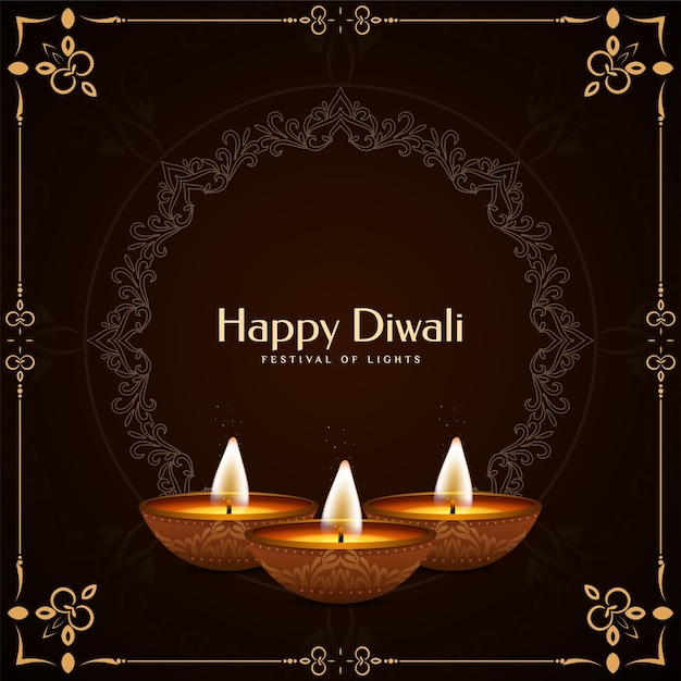 Free Vector | Happy diwali festival ethnic frame greeting background