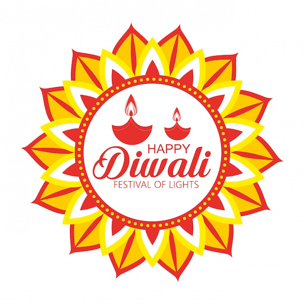 Happy diwali festival of lights with candles Vector | Free Download