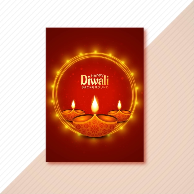 Free Vector | Happy diwali greeting card with decorative oil lamp