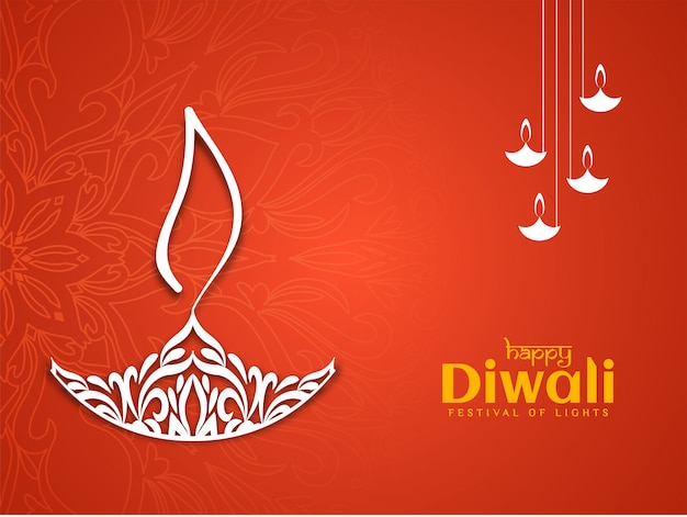 Красивый happy diwali декоративный красный цвет Бесплатные векторы