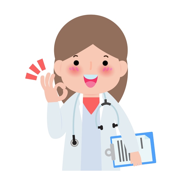 Premium Vector | Happy doctor shows hand okay sign isolated on white ...